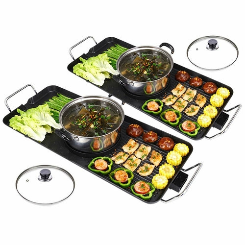 2X Electric Steamboat Asian Hot Pot Soup Maker Fondue Teppanyaki | Kitchen