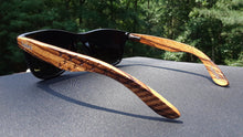 Load image into Gallery viewer, Zebrawood Sunglasses, Stars and Bars, Polarized, Handcrafted
