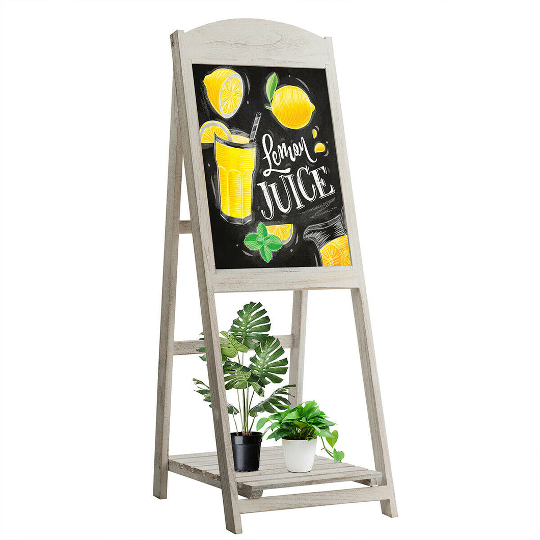 Folding Vintage Wooden Blackboard Easel Display