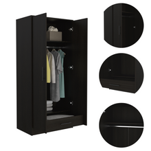 Load image into Gallery viewer, Darwin 180 Armoire, Double Door Cabinets, Metal Rod, One Drawer
