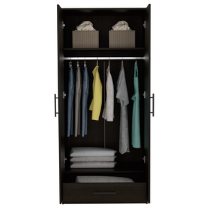 Darwin 180 Armoire, Double Door Cabinets, Metal Rod, One Drawer