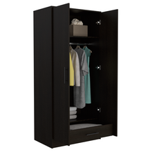 Load image into Gallery viewer, Darwin 180 Armoire, Double Door Cabinets, Metal Rod, One Drawer
