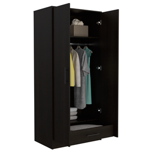 Darwin 180 Armoire, Double Door Cabinets, Metal Rod, One Drawer