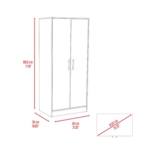 Darwin 180 Armoire, Double Door Cabinets, Metal Rod, One Drawer