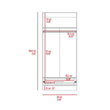 Load image into Gallery viewer, Darwin 180 Armoire, Double Door Cabinets, Metal Rod, One Drawer
