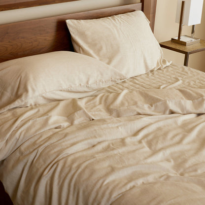 BedVoyage Melange Rayon Bamboo Cotton Bed Sheets - Sand | Bedding