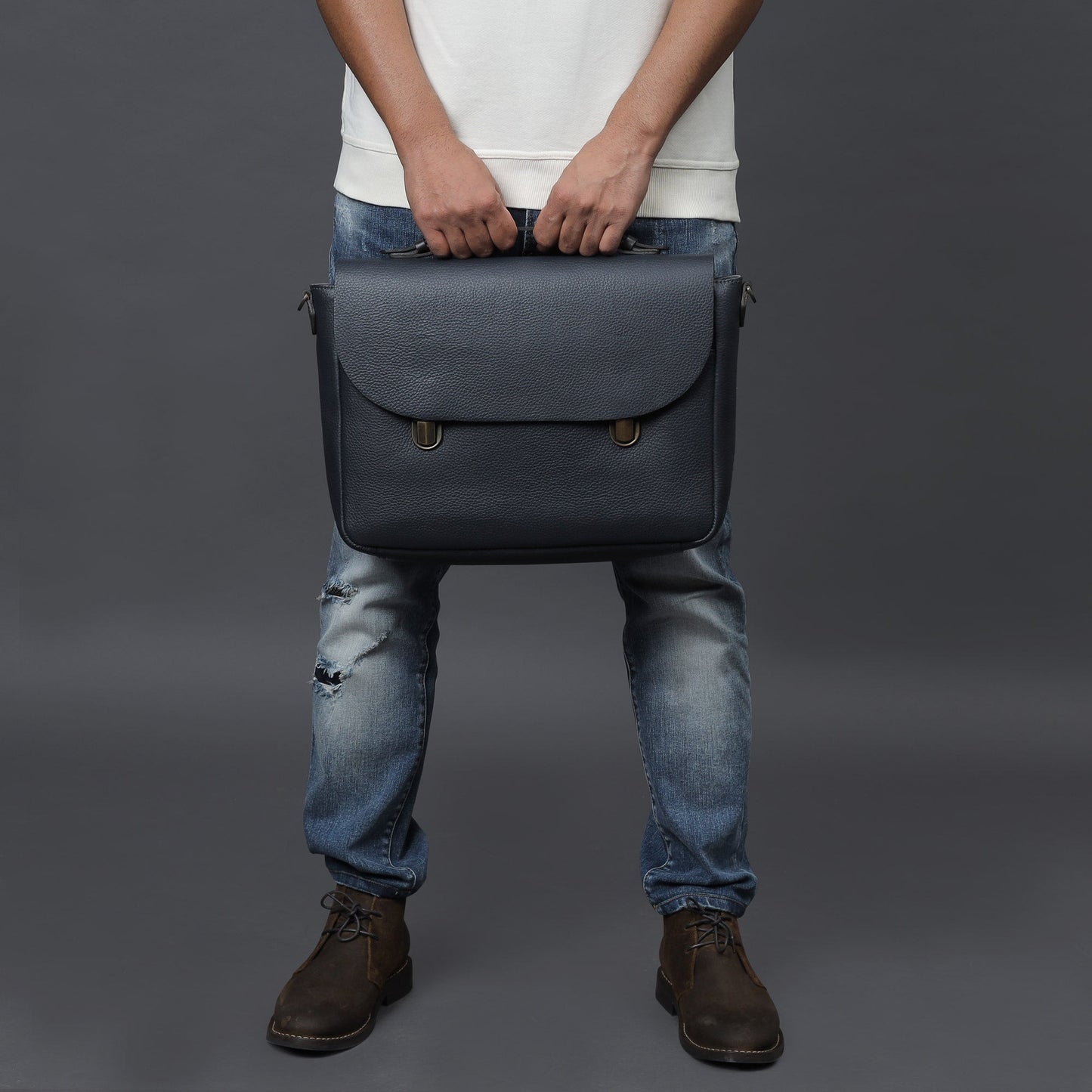 London Leather Briefcase - Navy | London Collection