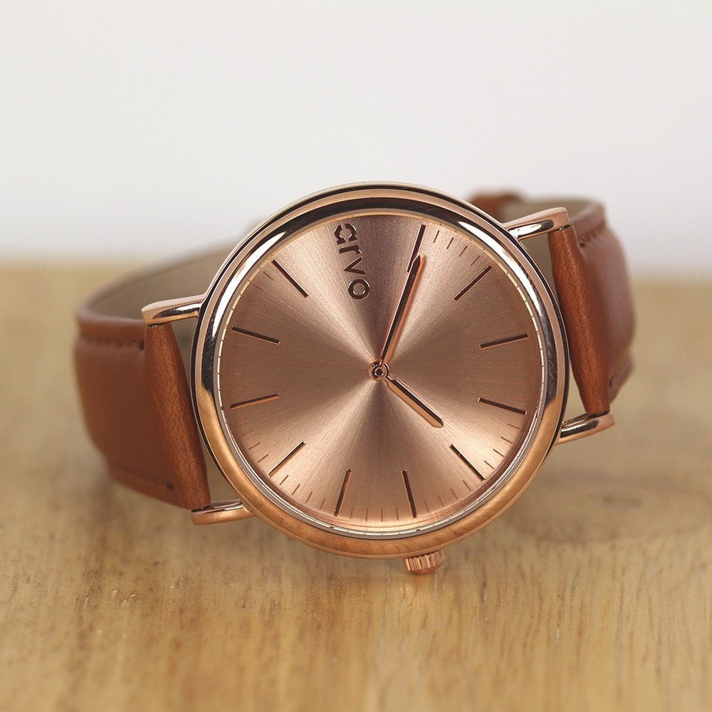 Arvo Rose Time Sawyer Watch - Brown Leather