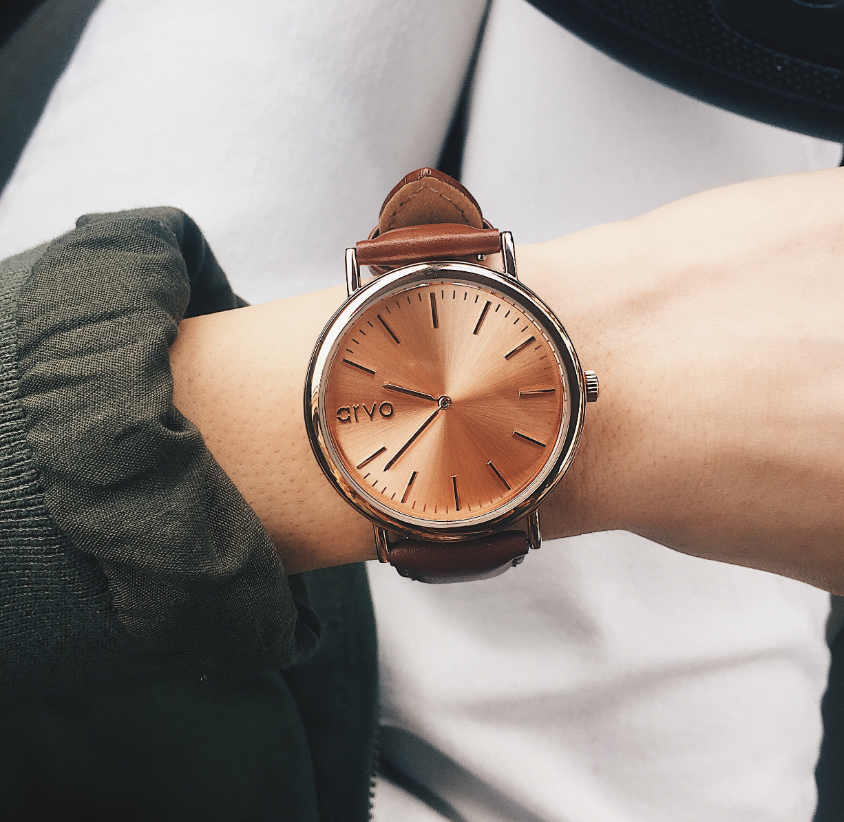 Arvo Rose Time Sawyer Watch - Brown Leather