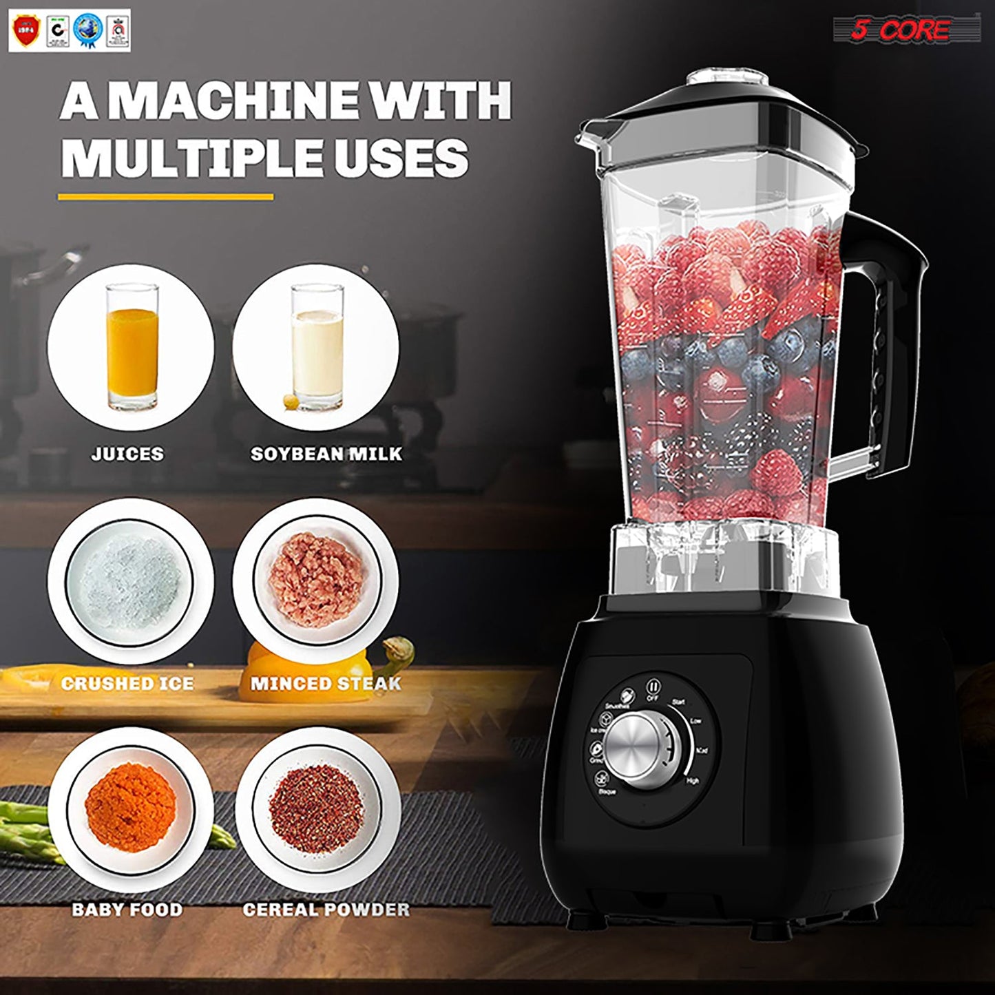 5 Core Juicer Blender Machines 2000W • High-Speed Countertop Shake | Kitchen