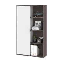 Load image into Gallery viewer, Aquarius Bookcase with Sliding Door - Bark Gray &amp; White
