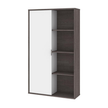 Load image into Gallery viewer, Aquarius Bookcase with Sliding Door - Bark Gray &amp; White
