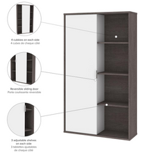 Load image into Gallery viewer, Aquarius Bookcase with Sliding Door - Bark Gray &amp; White
