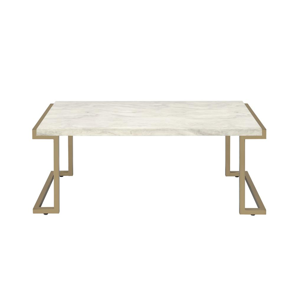 Boice II Coffee Table, Faux Marble & Champagne