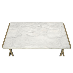 Boice II Coffee Table, Faux Marble & Champagne