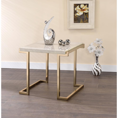 Boice II Coffee Table, Faux Marble & Champagne