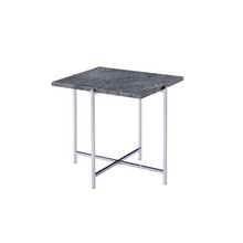 Load image into Gallery viewer, Adelae End Table, Faux Marble &amp; Chrome
