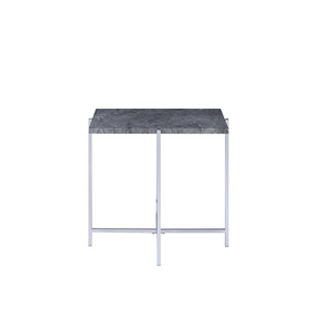 Adelae End Table, Faux Marble & Chrome