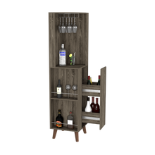 Load image into Gallery viewer, Corner Bar Cabinet Plex, Cup Rack, Two External Shelves, Dark Brown
