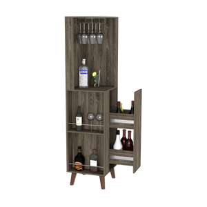 Corner Bar Cabinet Plex, Cup Rack, Two External Shelves, Dark Brown