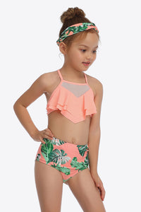 Botanical Print Ruffled Two-Piece Swim Set