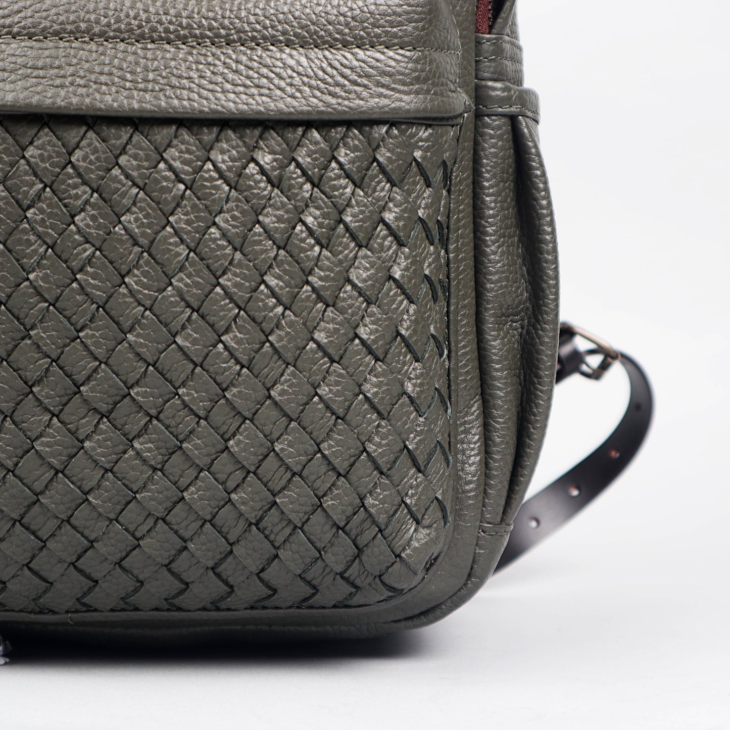 Weaved Journey Leather Backpack - Olive | Journey Collection