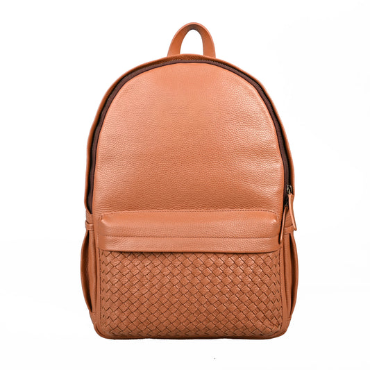 Weaved Journey Leather Backpack - Tan | Journey Collection