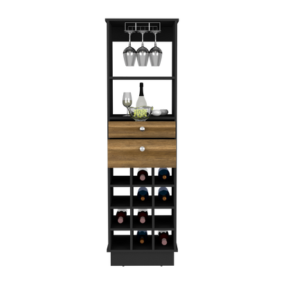 Bar Cabinet Bureck, Two Drawers, Twelve Wine Cubbies, Black Wengue /