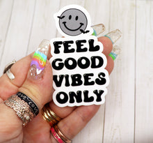 Load image into Gallery viewer, Feel Good Vibes Only Smiley Face Vinyl Sticker
