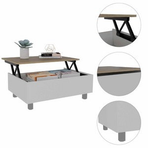 Aran Lift Top Coffee Table With Flexible Shelf And Storage Compartment