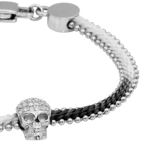 Controse Steel Skull Cotton Cord Bracelet