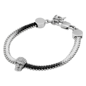 Controse Steel Skull Cotton Cord Bracelet