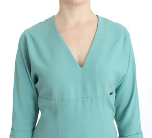 Costume National Green 3/4 sleeved sheath dress