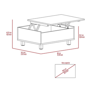 Aran Lift Top Coffee Table With Flexible Shelf And Storage Compartment