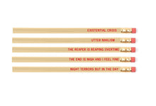 Load image into Gallery viewer, EXISTENTIAL CRISIS Pencil Set | 5 Cedar Pencils | Cream with Blood-Red
