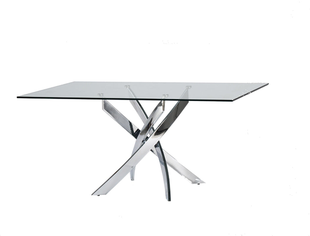 30inches Glass and Steel Rectangular Dining Table | Dining Room