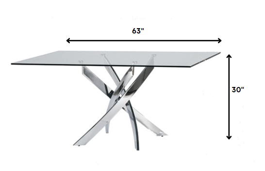 30inches Glass and Steel Rectangular Dining Table | Dining Room