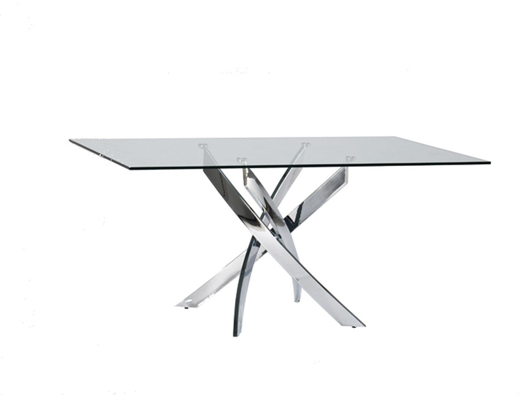 30inches Glass and Steel Rectangular Dining Table | Dining Room