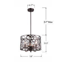 Load image into Gallery viewer, ARIANNA Farmhouse 3 Lights Rubbed Bronze Ceiling Pendant 14 Wide
