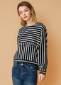 Stripe Dolman Sweatshirt in Midnight stripe