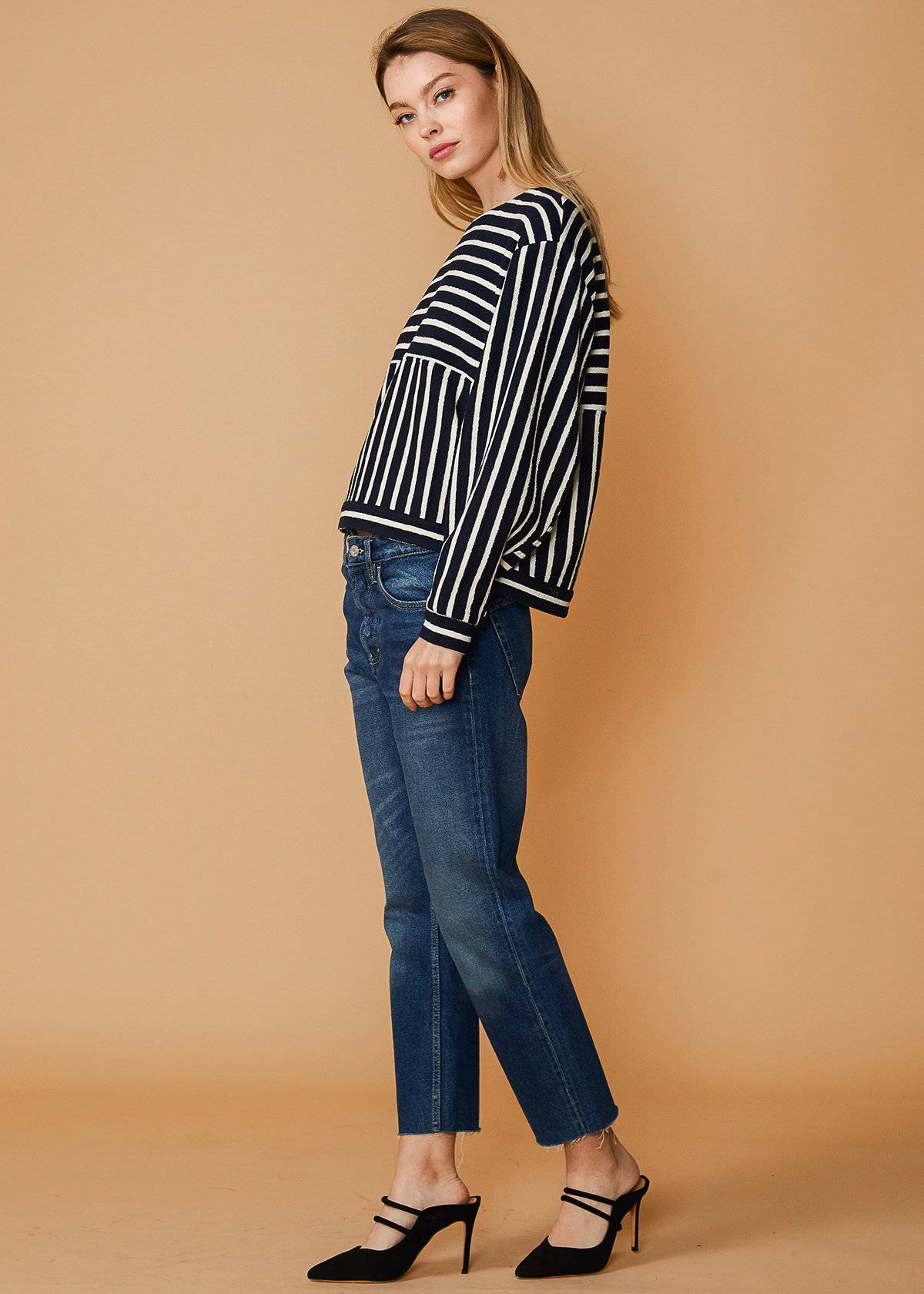 Stripe Dolman Sweatshirt in Midnight stripe