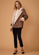 Load image into Gallery viewer, Asymmetrical Zip Front Coat in Peach Gingham
