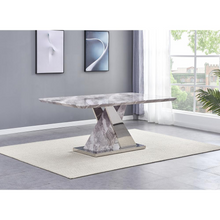 Load image into Gallery viewer, Faux Marble Dining Table with Stainless Steel X-Base
