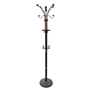 73H Espresso Metal/Wood Coat Rack