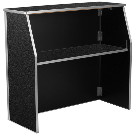 4' Black Marble Laminate Foldable Bar | Bar Living