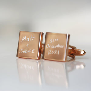 Engraved Own Actual Handwriting Cufflinks