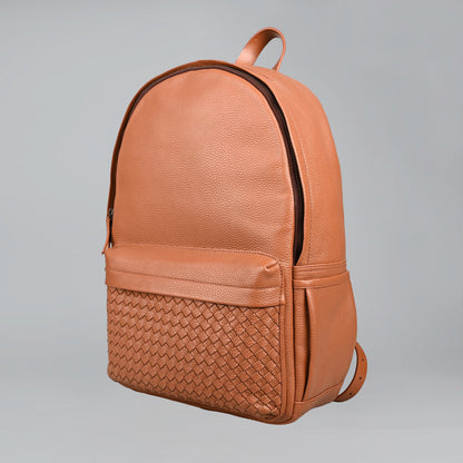 Weaved Journey Leather Backpack - Tan | Journey Collection