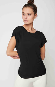 Atlanta Olivia Modal Short Sleeve Top - Black | Atlanta Collection