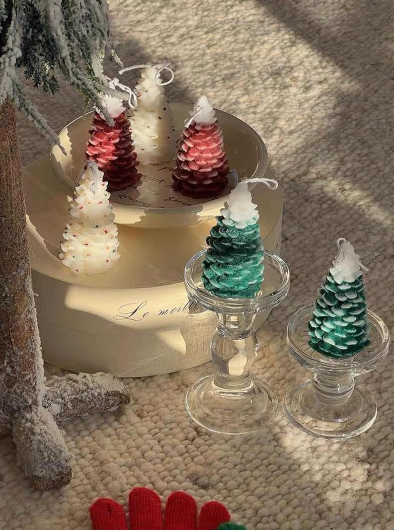 3 Pcs - Pine Cone Scented Soy Wax Candles | Silver Rosemary Collection