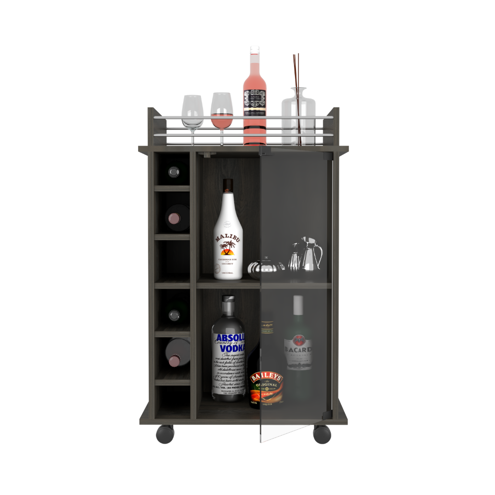 Bar Cart Baltimore, Six Wine Cubbies, Carbon Espresso Finish